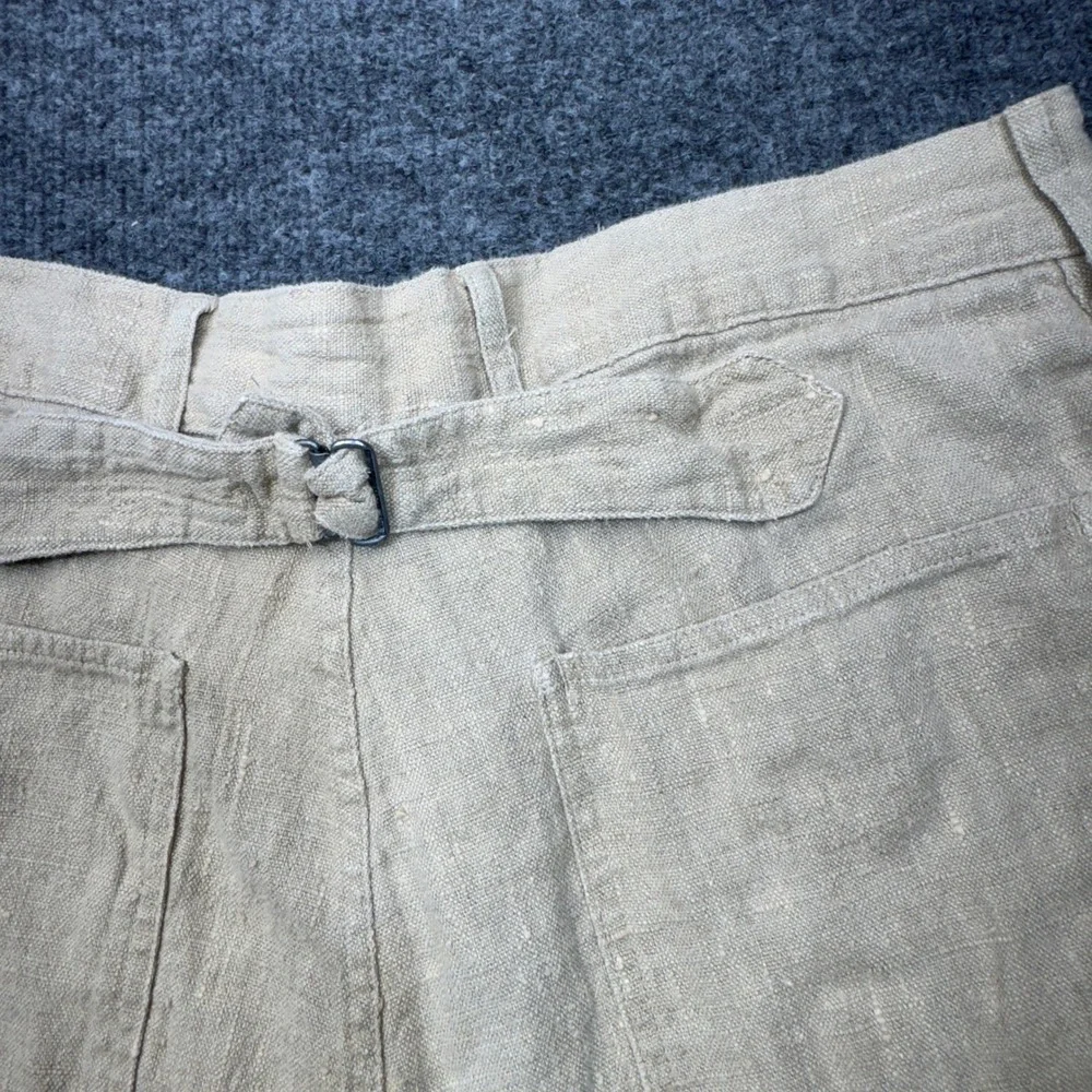 Vintage Polo Ralph Lauren Linen Buckle Back Pants Mens 34 Beige Wide Leg Deck